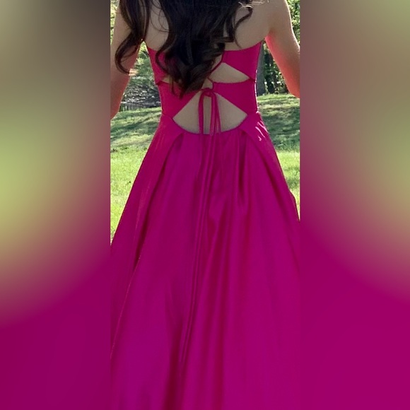 Fuchsia pink prom dress  size 0 - Picture 4 of 4